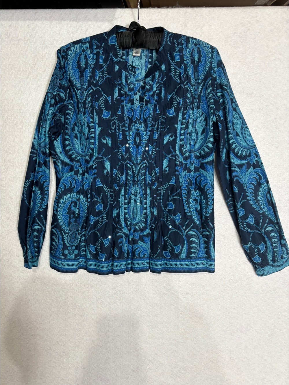 Talbot’s Blue Paisley Button-Front Blouse Size 8 Petite